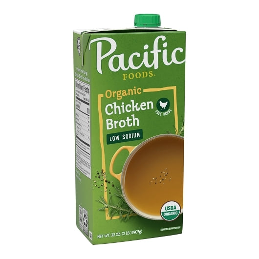 Pacific Foods Organic Low Sodium Chicken Broth, 12 x 32 oz Case - DOT product image 2