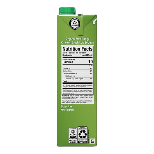 Pacific Foods Organic Low Sodium Chicken Broth, 12 x 32 oz Case - DOT product image 3