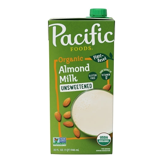 Pacific Beverages Unsweetened Organic Original Unsweetened Almond Milk, 12 x 32 fl oz Case - Beverages