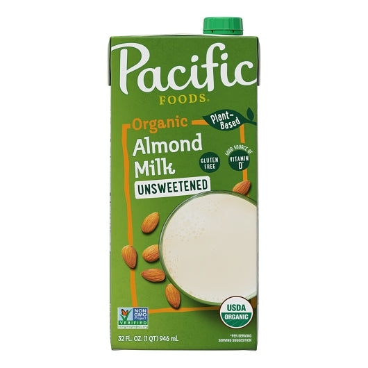 Pacific Beverages Unsweetened Organic Original Unsweetened Almond Milk, 12 x 32 fl oz Case - DOT product image 2