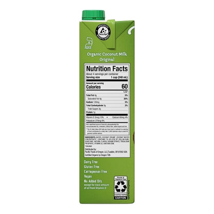 Pacific Natural Foods Organic Original Coconut Milk, 12 x 32 fl oz Case - DOT product image 4
