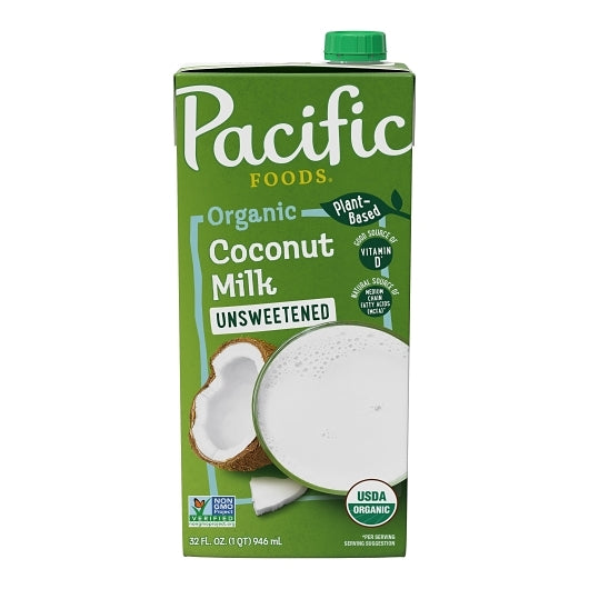 Pacific Foods Organic Original Unsweetened Coconut Milk, 12 x 32 fl oz Case - Beverages