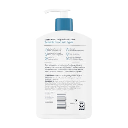 Lubriderm DAILY MOISTURE FRAGRANCE FREE, 4 x 3 x 16 fl oz Case - DOT product image 5