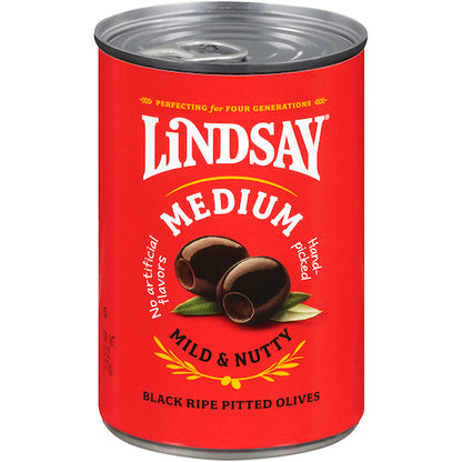 Lindsay Pitted Ripe Medium Domestic Olives Canned, 24 x 6 oz Case - Condiments & Sauces