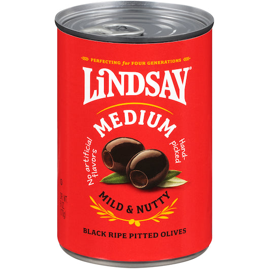 Lindsay Pitted Ripe Medium Domestic Olives Canned, 24 x 6 oz Case - Condiments & Sauces