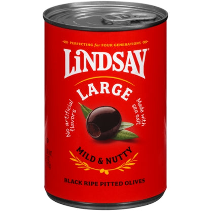 Lindsay Black Pitted Large Domestic Olives Canned, 24 x 6 oz Case - Condiments & Sauces