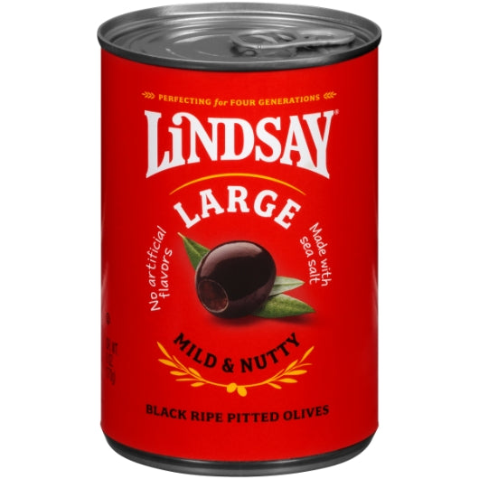 Lindsay Black Pitted Large Domestic Olives Canned, 24 x 6 oz Case - Condiments & Sauces