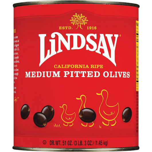 Lindsay Ripe Medium Black Pitted Domestic Olives Canned, 6 x 51 oz Case - DOT product image 5