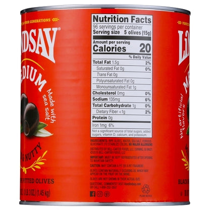 Lindsay Ripe Medium Black Pitted Domestic Olives Canned, 6 x 51 oz Case - DOT product image 8