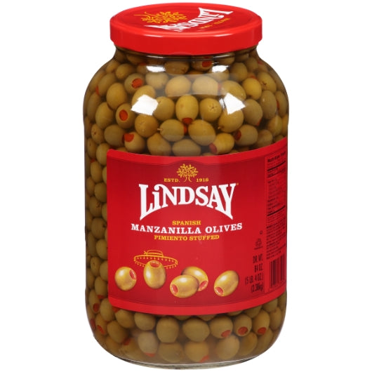 Lindsay Stuffed Manzanilla Imported 340/360 Olives Bulk, 4 x 84 oz Case - DOT product image 3