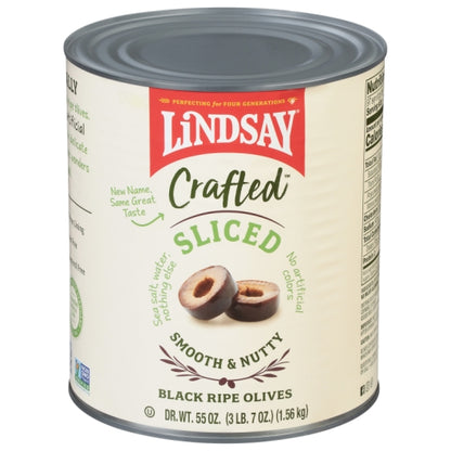 Lindsay Crafted Sliced Black Ripe Olives Canned, 6 x 55 oz Case - Condiments & Sauces