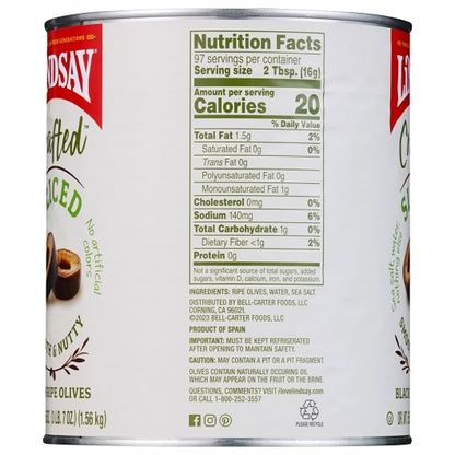 Lindsay Crafted Sliced Black Ripe Olives Canned, 6 x 55 oz Case - DOT product image 6