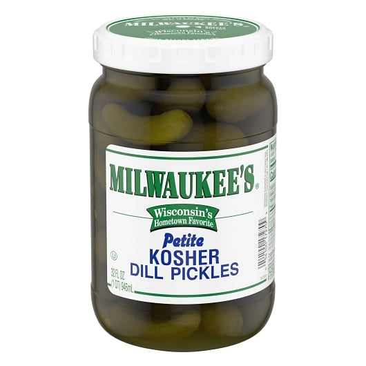 Milwaukee Kosher Dill Petite Pickle Whole Jar, 12 x 32 fl oz Case - Condiments & Sauces