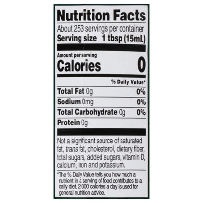 Regina White Wine Vinegar Bulk, 4 x 1 GA Case - Nutrition facts label
