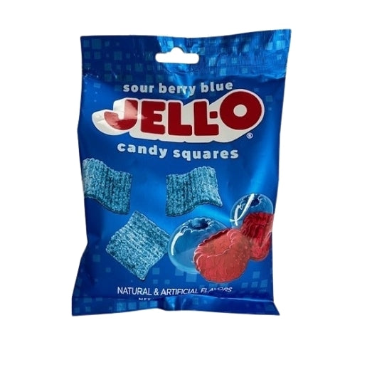 Jell-O Sour Berry Blue Squares Peg Bag, 12 x 4.5 oz Case - Candy & Confections
