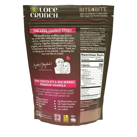 Love Crunch Organic Dark Chocolate & Red Berries Granola Pouch, 6 x 11.5 oz Case - Alternate product angle or state