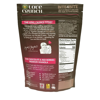 Love Crunch Organic Dark Chocolate & Red Berries Granola Pouch, 6 x 11.5 oz Case - Alternate product angle or state