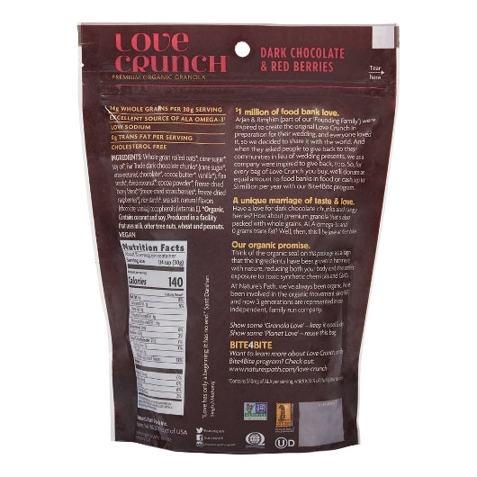 Love Crunch Organic Dark Chocolate & Red Berries Granola Pouch, 6 x 11.5 oz Case - Alternate product angle or state
