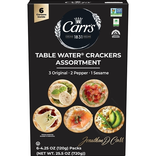 Carrs Table Water Crackers Assortment, 7 x 25.5 oz Case - Crackers & Grahams