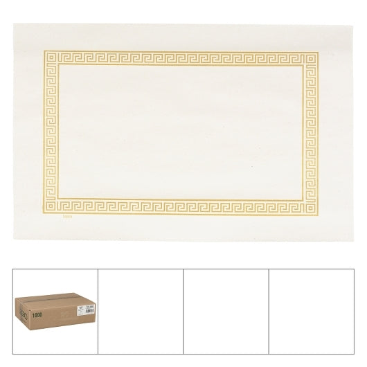 Lapaco 9Inch by 13.5Inch Econo, Greek Key, Straight Edge, Gold Placemat, 1 x 1000 each Case - DOT product image 2