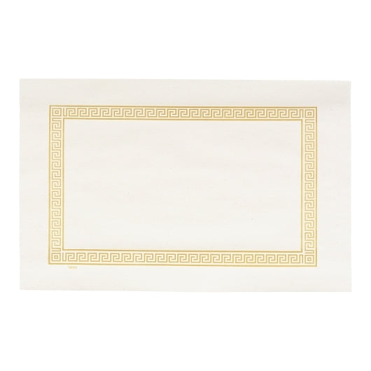 Lapaco 9Inch by 13.5Inch Econo, Greek Key, Straight Edge, Gold Placemat, 1 x 1000 each Case - Plates Bowls