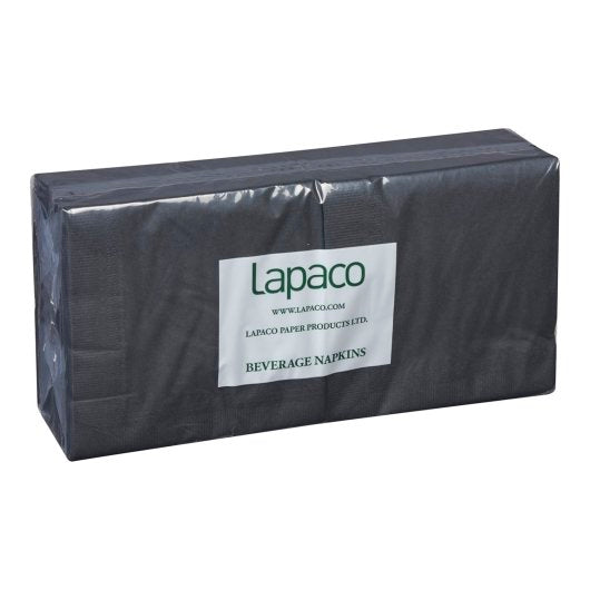 Lapaco 10 Inch X 10 Inch 1/4 Fold 2 Ply Black Beverage Napkin, 1 x 1000 each Case - DOT product image 3
