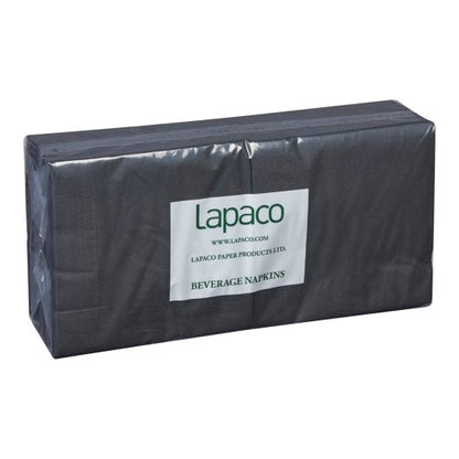 Lapaco 10 Inch X 10 Inch 1/4 Fold 2 Ply Black Beverage Napkin, 1 x 1000 each Case - DOT product image 3