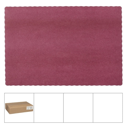 Lapaco Econo, Scalloped, Solid Colored, Burgundy Placemat, 1 x 1000 each Case - DOT product image 2