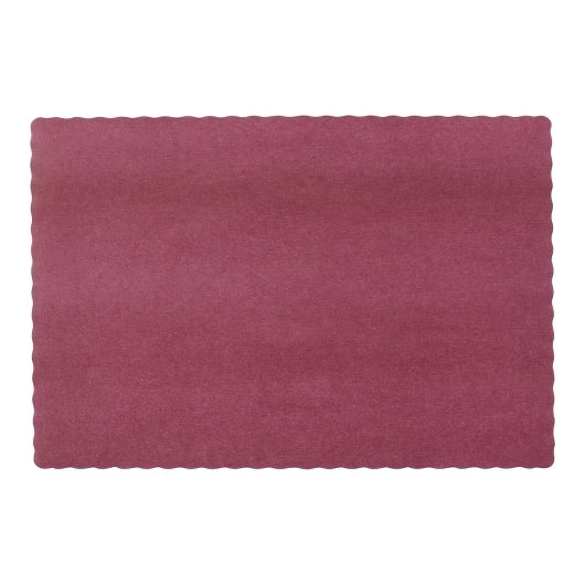 Lapaco Econo, Scalloped, Solid Colored, Burgundy Placemat, 1 x 1000 each Case - Plates Bowls