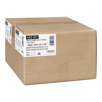 Lapaco 54" by 108" 3 Ply White Table Covers, 1 x 25 each Case - Tabletop Supplies
