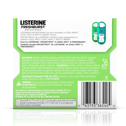 Listerine Pocketpaks Freshburst Breath Strips, 12 x 12 x 24 ct Case - Alternate product angle or state