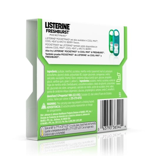 Listerine Pocketpaks Freshburst Breath Strips, 12 x 12 x 24 ct Case - Alternate product angle or state