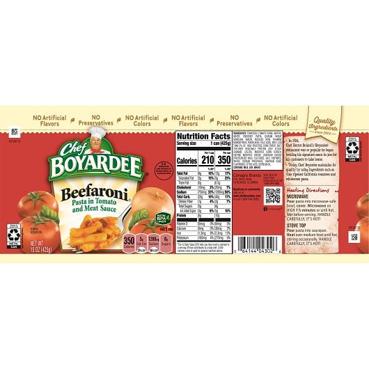 Chef Boyardee Beefaroni, 24 x 15 oz Case - DOT product image 3