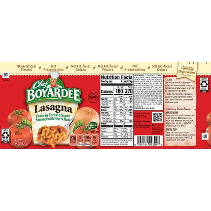 Chef Boyardee Lasagna, 15-Ounce (Pack Of 24) - Prepared Foods