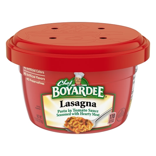 Chef Boyardee Lasagna & Beef Microwavable, 12 x 7.5 oz Case - Plates Bowls
