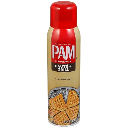 Pam Coating Saute & Grill Spray Aerosol, 6 x 17 oz Case - Pantry Ingredients