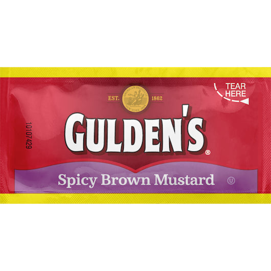 Gulden's Spicy Brown Mustard Single Serve Packets, 500 x 0.32 oz Case - Condiments & Sauces