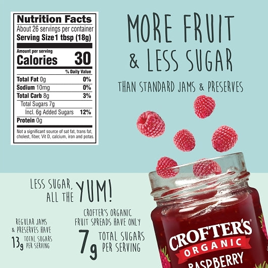 Crofters Organic PREMIUM RASPBERRY Spread, 6 x 16.5 oz Case - DOT product image 5