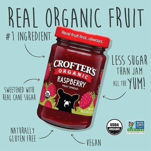 Crofters Organic PREMIUM RASPBERRY Spread, 6 x 16.5 oz Case - DOT product image 7