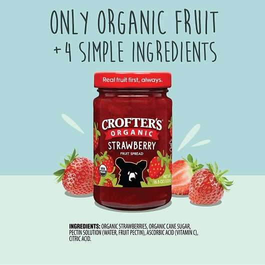 Crofters Organic PREMIUM STRAWBERRY Spread, 6 x 16.5 oz Case - DOT product image 4