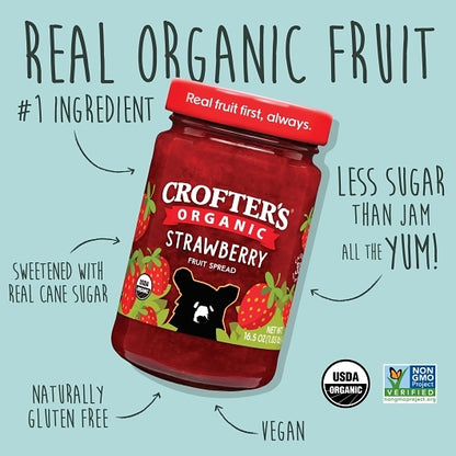 Crofters Organic PREMIUM STRAWBERRY Spread, 6 x 16.5 oz Case - DOT product image 7
