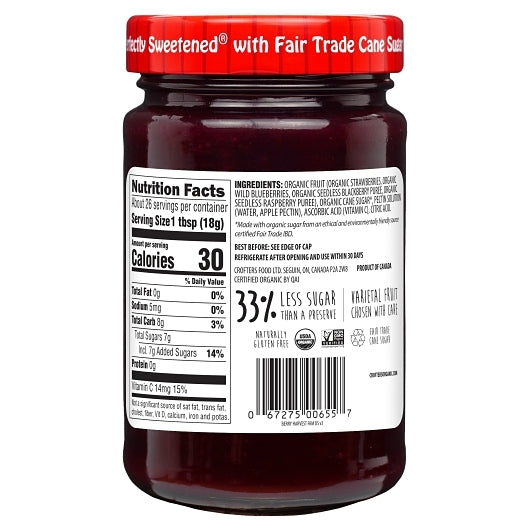Crofters Organic Spread Premium Harvest Berry, 6 x 16.5 oz Case - Condiments & Sauces