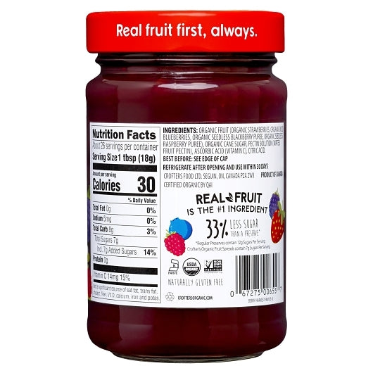 Crofters Organic SPREAD PREMIUM HARVEST BERRY, 6 x 16.5 oz Case - DOT product image 2