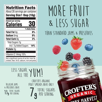 Crofters Organic SPREAD PREMIUM HARVEST BERRY, 6 x 16.5 oz Case - DOT product image 5