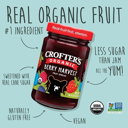 Crofters Organic SPREAD PREMIUM HARVEST BERRY, 6 x 16.5 oz Case - DOT product image 7