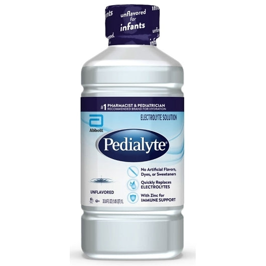 Pedialyte Unflavored 1 Liter Electrolyte Solution, 8 x 1 LT Case - Snacks