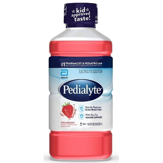 Pedialyte Strawberry 1 Liter Flavored Electrolyte Solution, 8 x 1 LT Case - Snacks