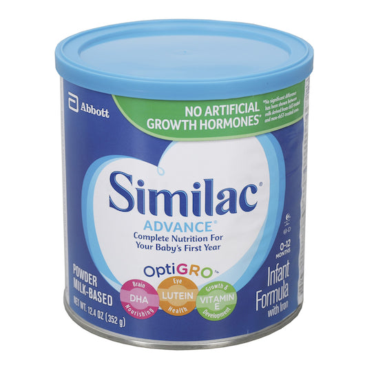Similac Advance Non-GMO Milk-Based Powder Infant Formula Can With Iron, 6 x 12.4 oz Case - Baby Food