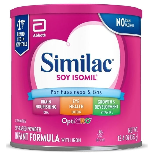 Similac Isomil For Fussiness & Gas Soy-Based Powder Infant Formula Can With Iron, 6 x 12.4 oz Case - Baby Food