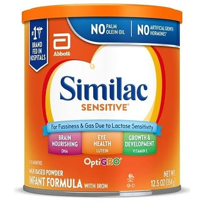 Similac Sensitive Non-GMO Milk-Based Powder Infant Formula Can With Iron, 6 x 12.5 oz Case - DOT product image 2